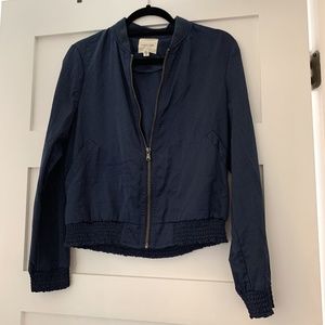 Blue polyester bomber jacket